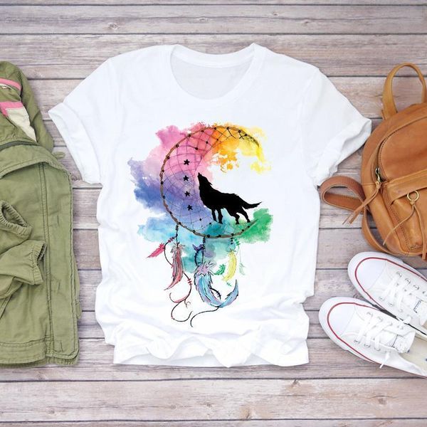 

women feather watercolor animal 90s camisas mujer clothes lady t-shirts womens t shirt ladies graphic female tee t-shirt, White