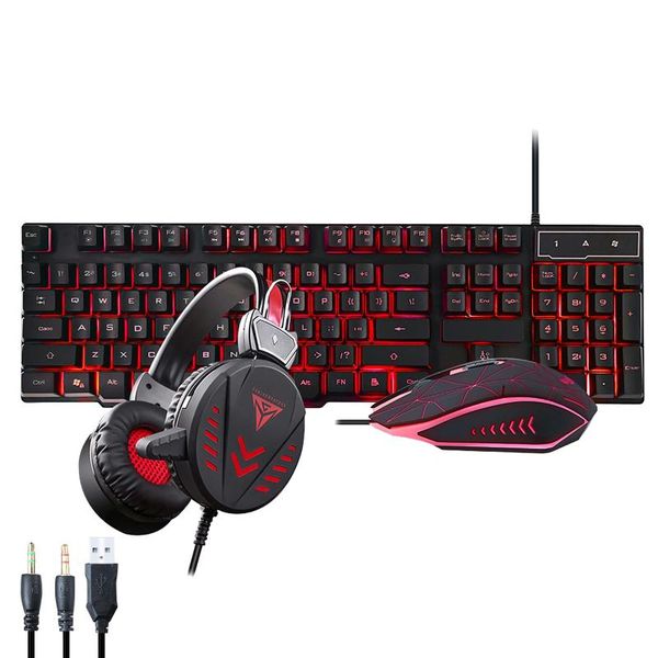 

mechanical gaming keyboard wired mouse headset keyboard three-piece led backlit wired in-ear headset with microphone