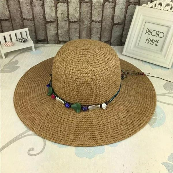 

straw hat women outdoor wide brim hat solid color straw plaited for beach camping wide brim flat, Black;white