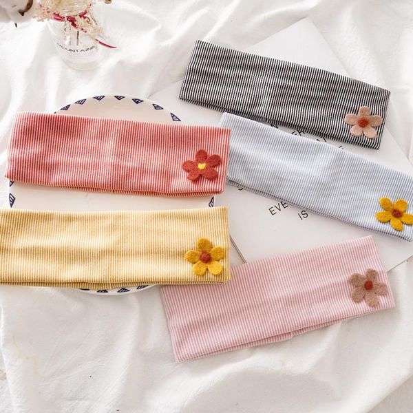 

hair accessories women cute flower headbands stripe holder elastic hairbands face wash turban headwraps fashion