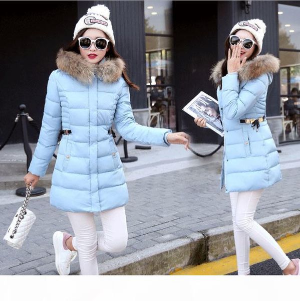 

fashion slim tunic zipper puffer feather jacket black red pink gray for women clothing long down coat with faux fur hood