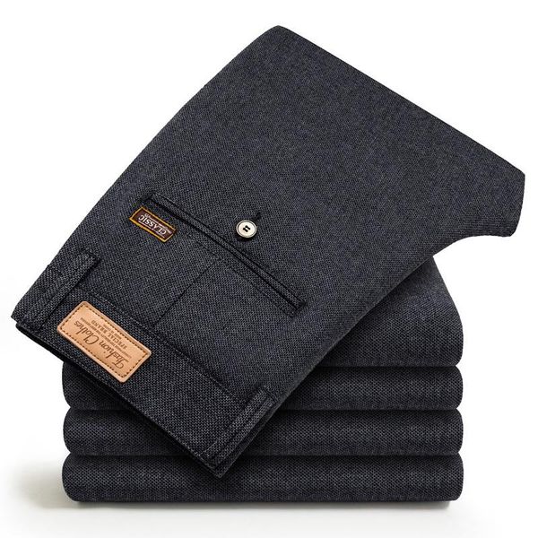 

men's pants 2021 spring autumn cotton solid color casual pocket medal badge business fashion slim trouser,930, Black