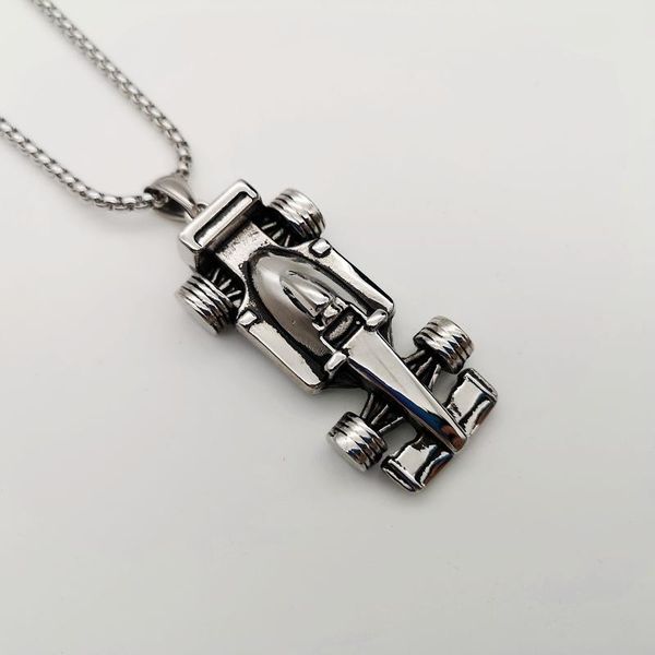 

pendant necklaces 2021 316l stainless steel f1 racing car hip hop necklace mens fitness biker fashion jewelries, Silver