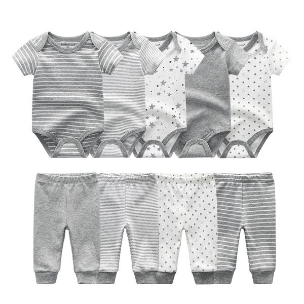 

newborn baby rompers boy clothes short sleeve cotton jumpsuits +long pants baby girl clothes sets roupas de bebe 210309, White