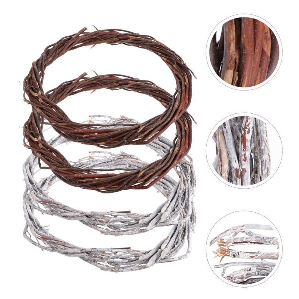 

decorative flowers & wreaths 4pcs diy rattan ring wreath christmas garland hanging