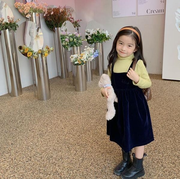 

girl's dresses 2021 korea style girls velvet thicken dress fashion cotton winter 2-8 years wd438, Red;yellow
