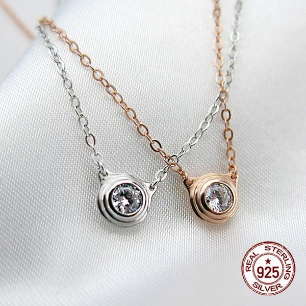 

chains s925 sterling silver necklace smart series hypoallergenic round single diamond fashion four corner clavicle chain simple