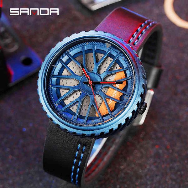 

car men quartz watches personality wheels iron plate leather band outdoors sports waterproof relogio masculino sanda, Slivery;brown