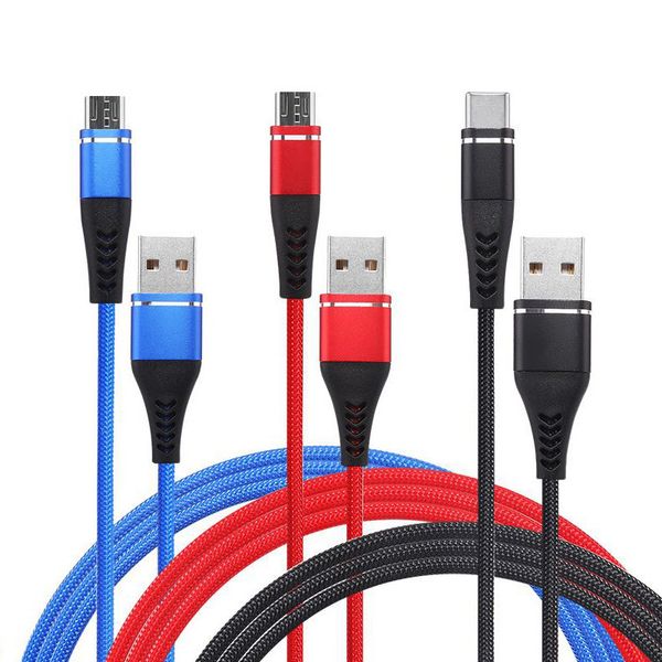 

1m 2m 3m for android smart phone metal housing braided micro usb cable 2.4a fast charging usb type c cable