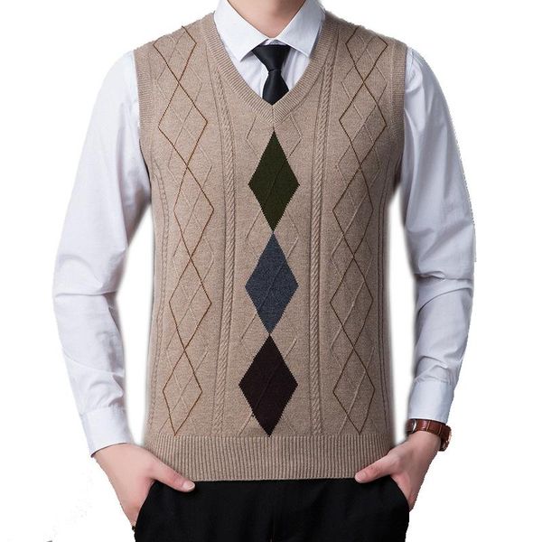 

men's vests mens argyle wool knit vest sweater pullover sleeveless v neck casual fashion jumpers basic clothing for autumn winter a0623, Black;white