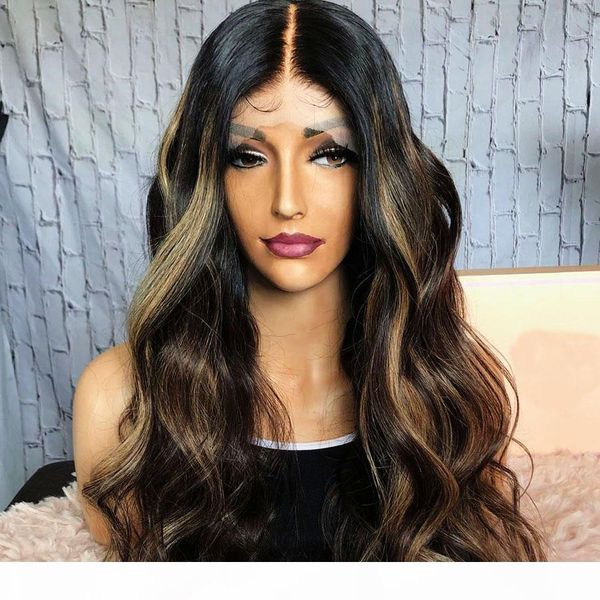 

brazilian virgin lace front human hair wigs pre plucked with baby hair loose wave highlights 360 lace frontal honey blonde full lace wig, Black