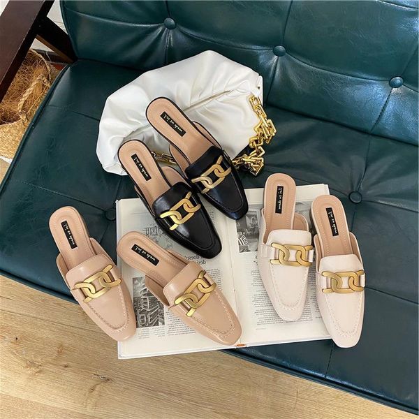 

version of wild sandals baotou summer half slippers spring outer square wear korean toe women's 2021 the new okkim