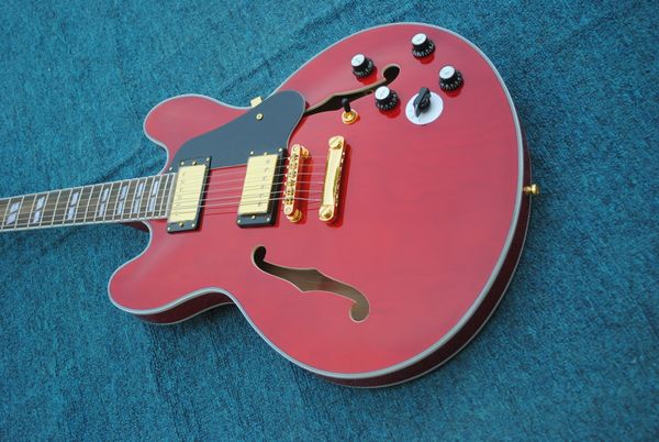

jazz custom electric guitar semi hollow body tiger maple gold hardware guitarar