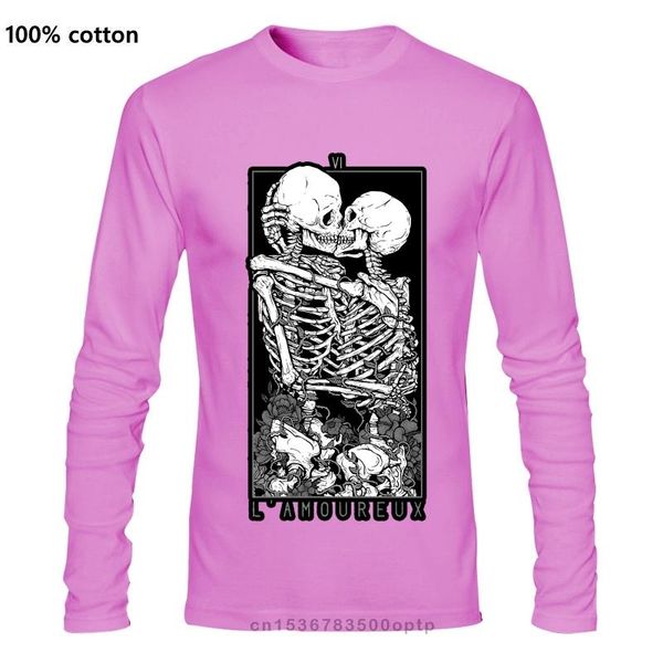 

men's t-shirts occult t shirt the lovers t-shirt men skull cartoon print cotton shirts graphic long sleeve basic tee, White;black