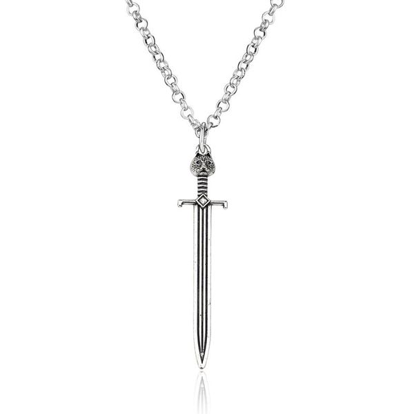 

chains fashion sword cat pendants cross silver necklace short long chain for men women jewelry gift