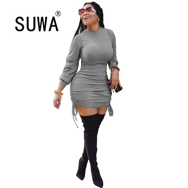 

dresses for women christmas bodycon elegant fashion knitted woman dress long sleeve autumn winter clothing 210525, Black;gray