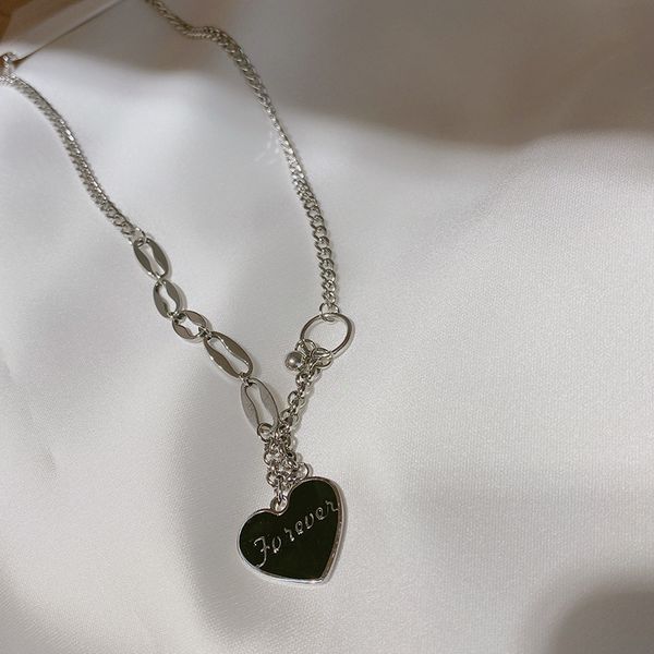 

xianlan232 necklace female ins hip-hop love asymmetrical neck deserve to act the role of ins contracted cold wind decorative metal, Silver