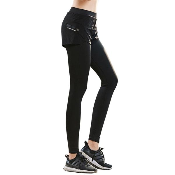 

yoga outfits 2021 pants women leggings professional sport fitness running trouser fake two-piece trousers#e, White;red