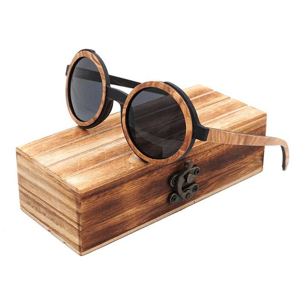 

sunglasses vintage polarized round wood stylish craft handmade wooden sun glasses unique design with case, White;black