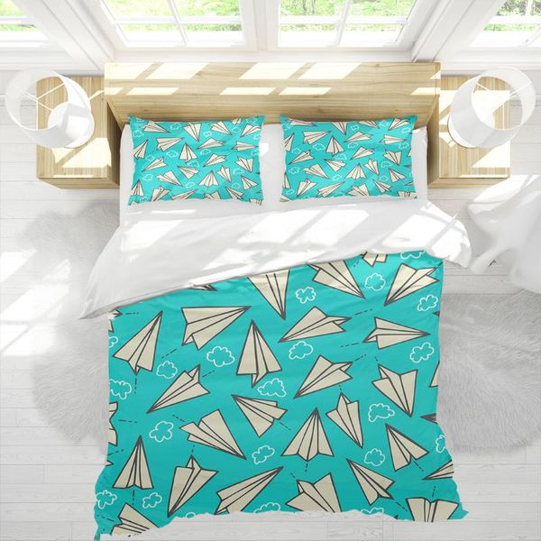 

bedding sets paper airplane 3d printed 3pcs set duvet cover home textiles