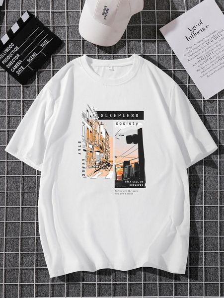 

men building & slogan graphic tee b1df#, White;black