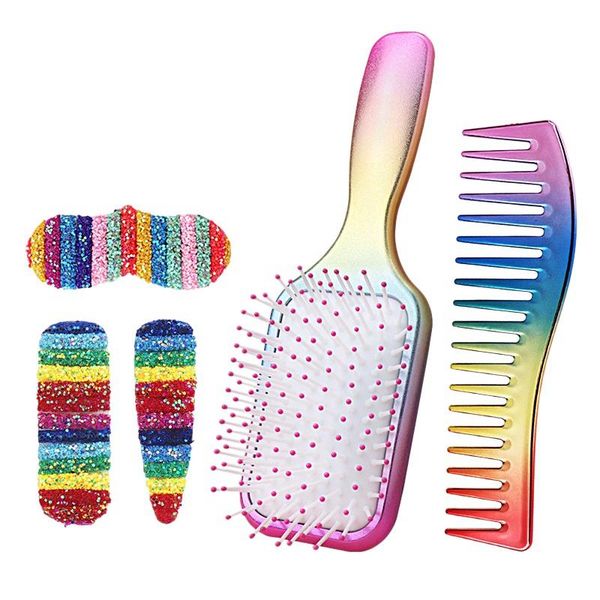 

1 set of 5pcs hairdressing comb bang clip kit air bag comb scalp, Silver