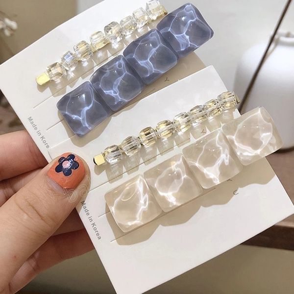 

candy color hair clips barrettes colored square hairpin women girls hairgrips pins hair band acccessories, Slivery;white