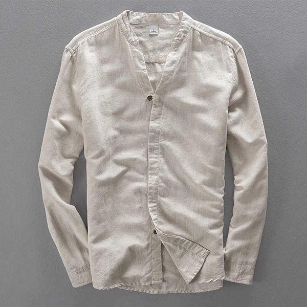 

men's casual shirts fashion long sleeves linen mandarin collar summer shirt men solid slim fit dress for male, White;black