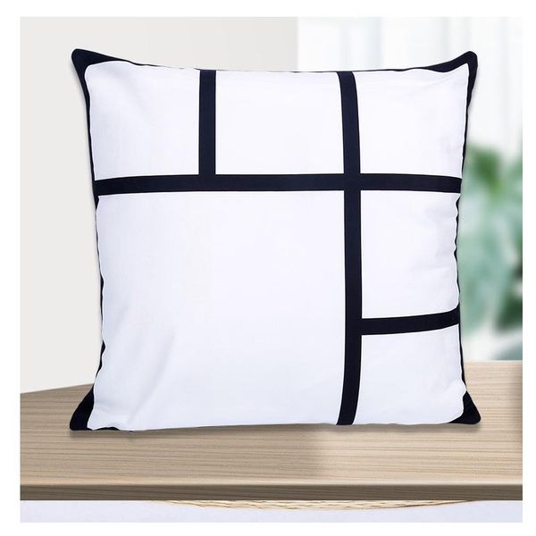 

pillow case diy sublimation cases black plaid cushion covers blanks heat transfer square sofa pillowcase for indoor