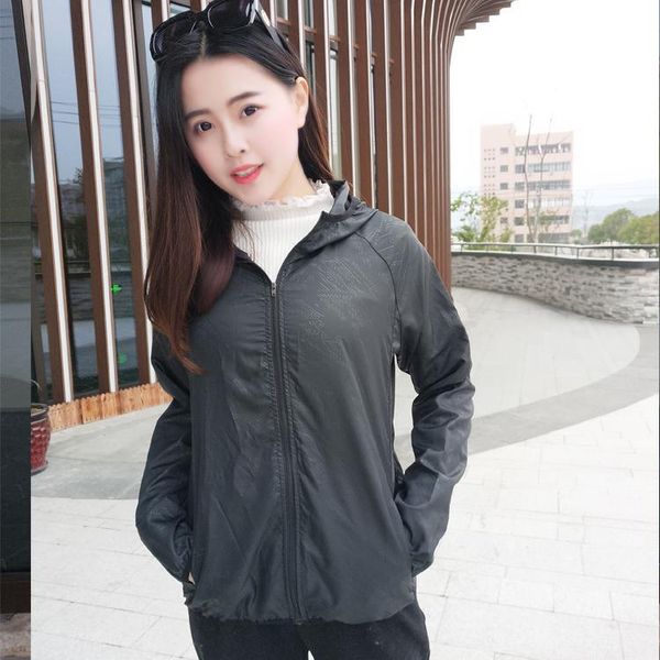 

women's vests womens jacket 2021 spring autumn sun protection clothing zipper long sleeve hooded casual short female costume outwear, Black;white