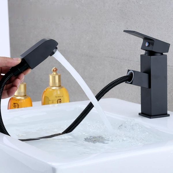 

black paint drawing faucet square washbasin faucet