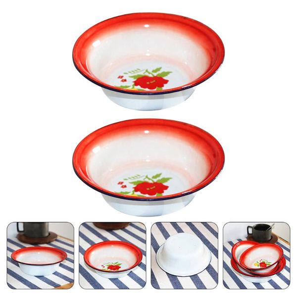 

bowls 2pcs thickened soup basins practical enameled kitchenware