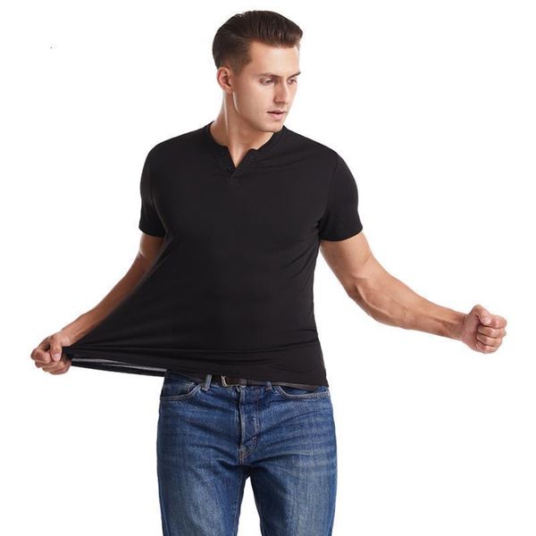 

new 2020 summer british collage geometric pattern pullover short sleeve youth popular v-neck men's t-shirt, White;black