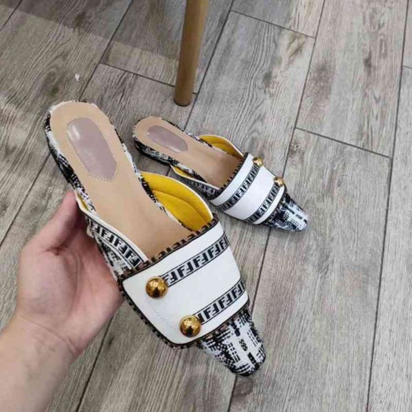 

70% off wholesale sandals flip-flops women's shoes summer new baotou half slippers female net red flat color matching outer wear lazy m, Black