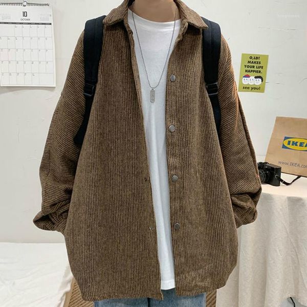

men's jackets men corduroy plus size 3xl retro solid loose korean style single breasted high street fashion leisure all-match simple, Black;brown