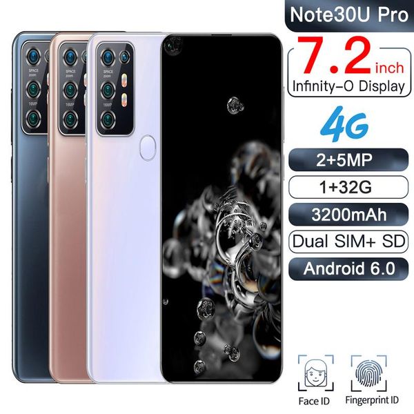 

note30upro+ 19:9 cell phones android 6.0 1gb+32gb face id 4g smartphones 7.2 inch telefingers screen quad core 2.0ghz celulares