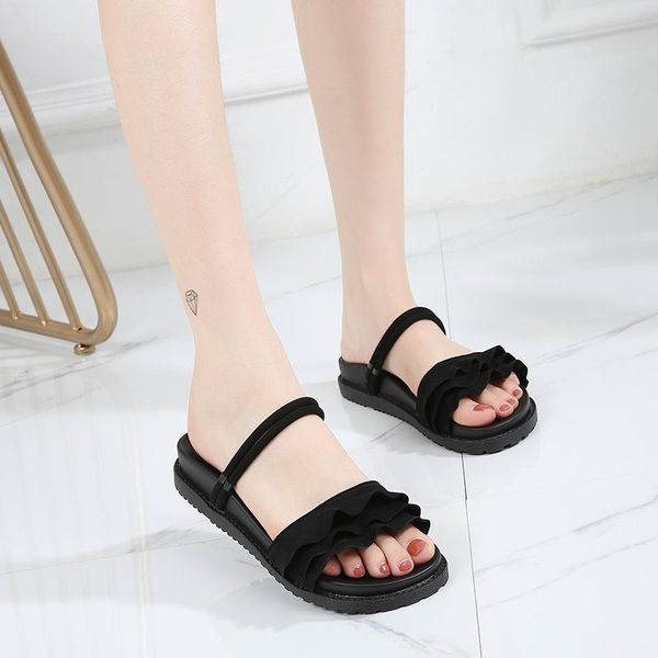 

women outdoor beach sandals 2021 new women summer fashion soft-slip non-slip sandals durable big size, Black