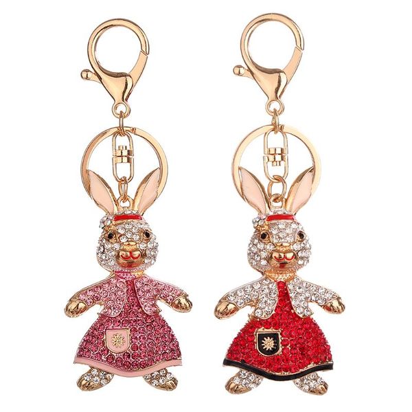 

keychains rhinestone key chain car ring accessory crystal bag decor keyring, Silver