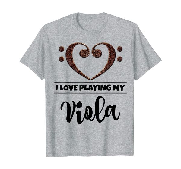

bass clef musical heart i love playing my viola musician t-shirt, White;black