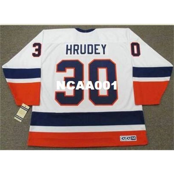 

001 #30 kelly hrudey new york islanders 1984 ccm vintage home hockey jersey or custom any name or number retro jersey, Black