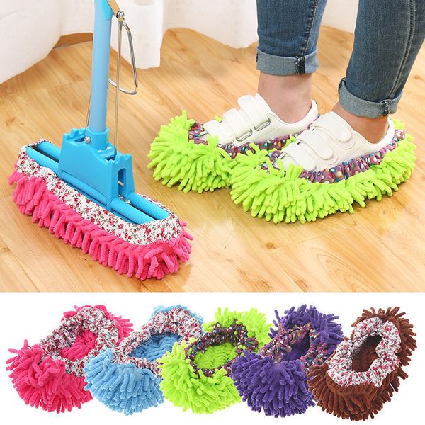 Multifunzione per la pulizia della polvere del pavimento Mop Pantofole Panni Lazy Mopping Shoes Pulizia della casa Piedi in microfibra Copriscarpe Lavabile Riutilizzabile JY0988