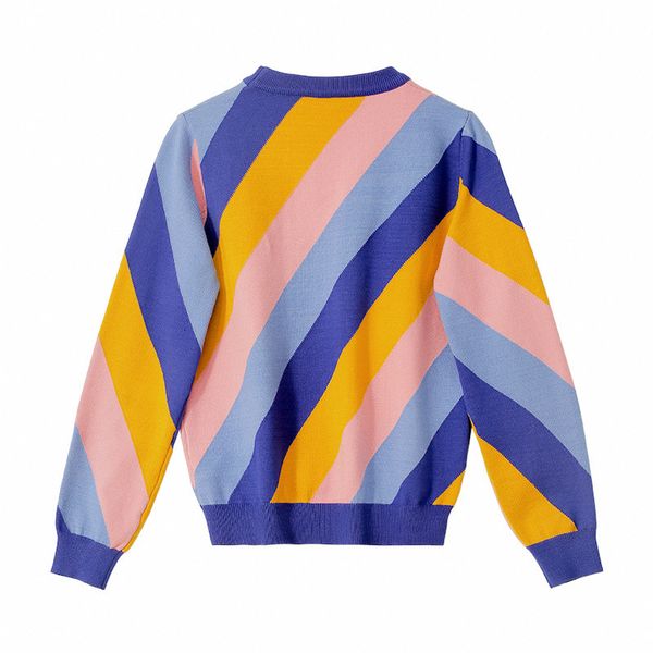 

spring autumn multicolored rainbow stripes the haphazard neck woman's sweater sleeve wool t2221 rk2p, White;black