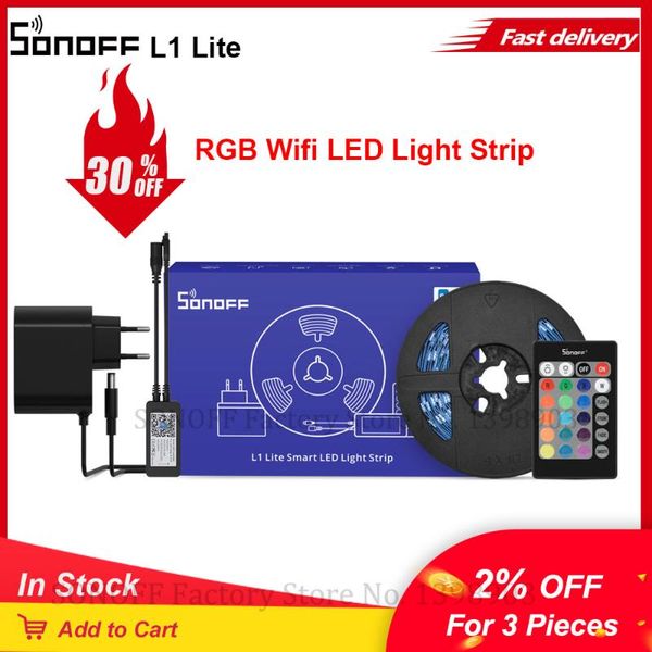 

smart home control itead sonoff l1 lite 5m rgb eu/ us wifi led light strip remote work with alexa google dance music