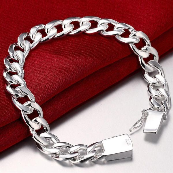 

charm bracelets quality men 10mm 20cm chain bracelet 925 silver jewelry hip hop for male fashion, Golden;silver