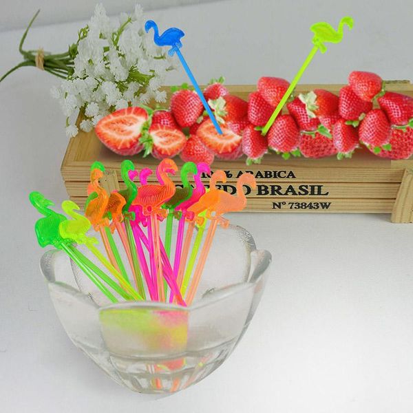 

forks 50pcs flamingo fruit mini cartoon cake dessert pick toothpick birthday wedding party decor supplies