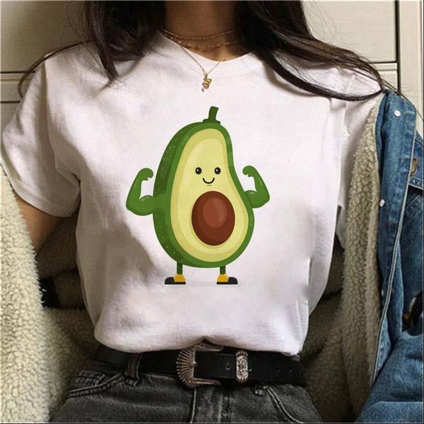 

avocado vegan womens t shirt women ulzzang kawaii cartoon tshirt harajuku 90s graphic female short sleeve tee, White