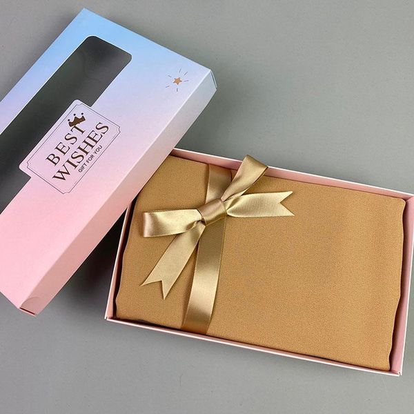 

scarves bubble chiffon scarf with box women plain hijab wrap solid color shawls headband muslim hijabs luxury customize gift female, Blue;gray