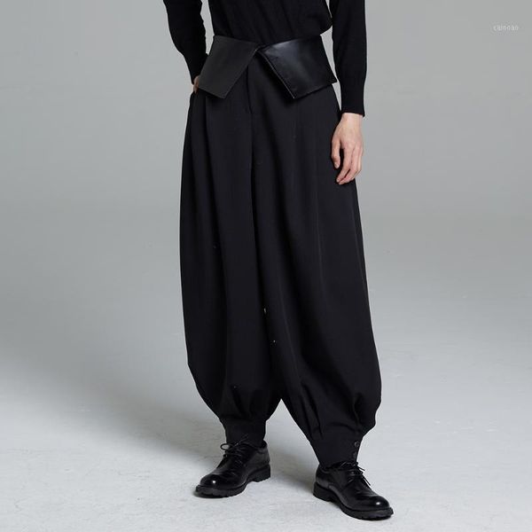 

men's pants 27-46 2021 clothing hair stylist catwalk original wool skin lapel lantern plus size costumes, Black