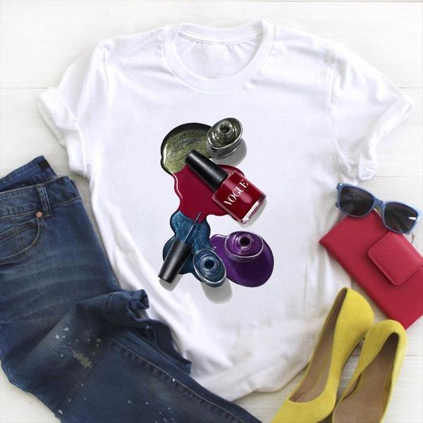

men 3d fingernail printed t shirt vogue beauty 90s trend ladies summer tee female clothes mens graphic, White;black