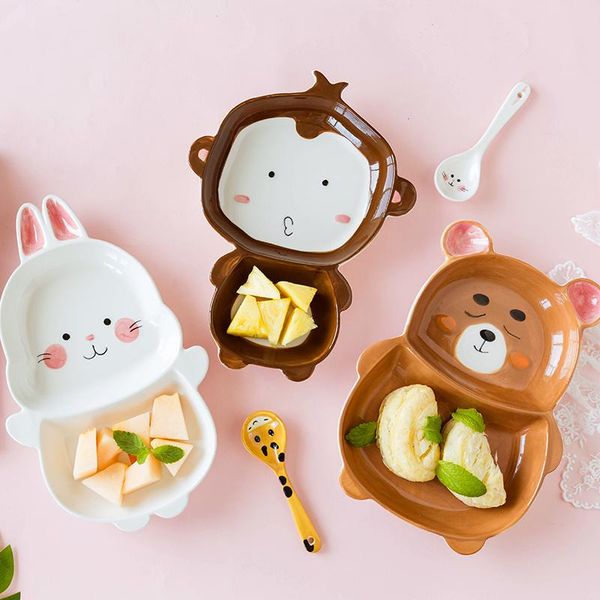 

dishes & plates ceramic cartoon children's dinner plate animal shape snack dessert milk mug kitchen tableware